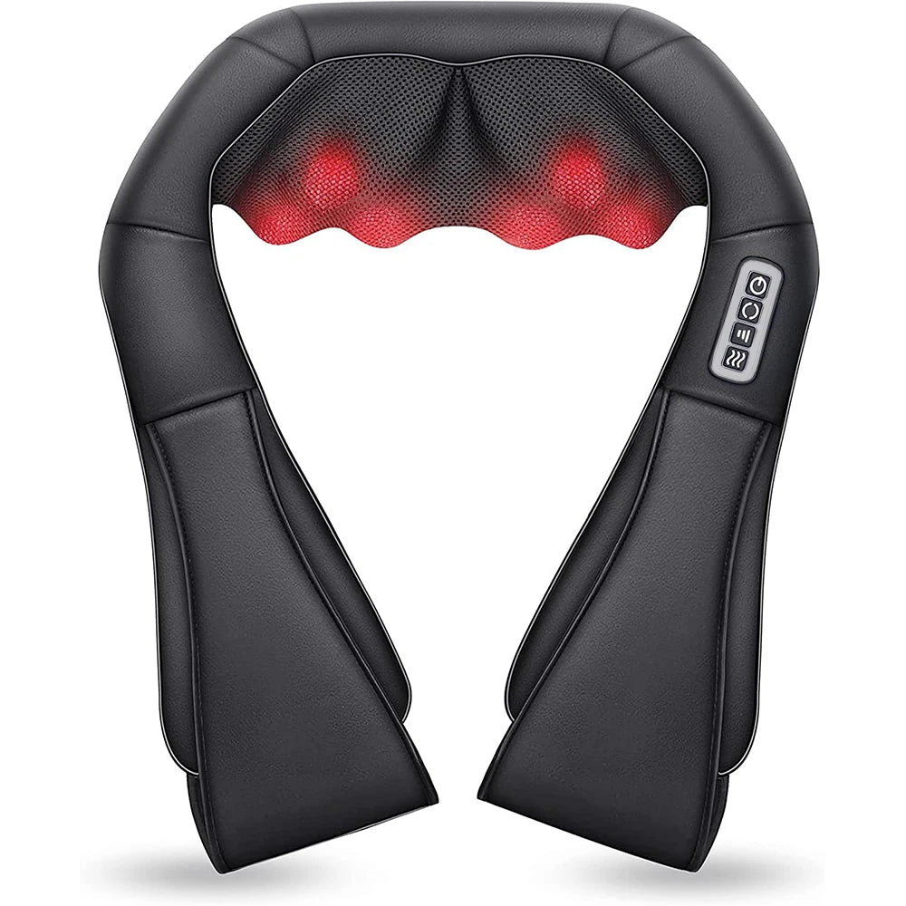 Heated Shiatsu Neck & Shoulder Massager – Deep Kneading Electric Pillow for Neck, Back, Waist & Legs.