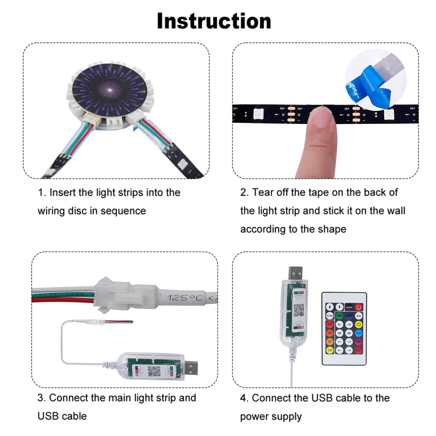 Bluetooth Fireworks LED Strip Light 5V WS2812B RGB Firework Light 5050 195Leds Dream Color USB LED Tape for New Year Christmas