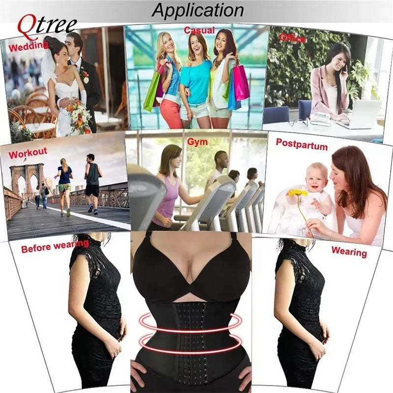 Qtree Waist Trainer – Slimming Belly Cincher Shapewear with Hook Design.