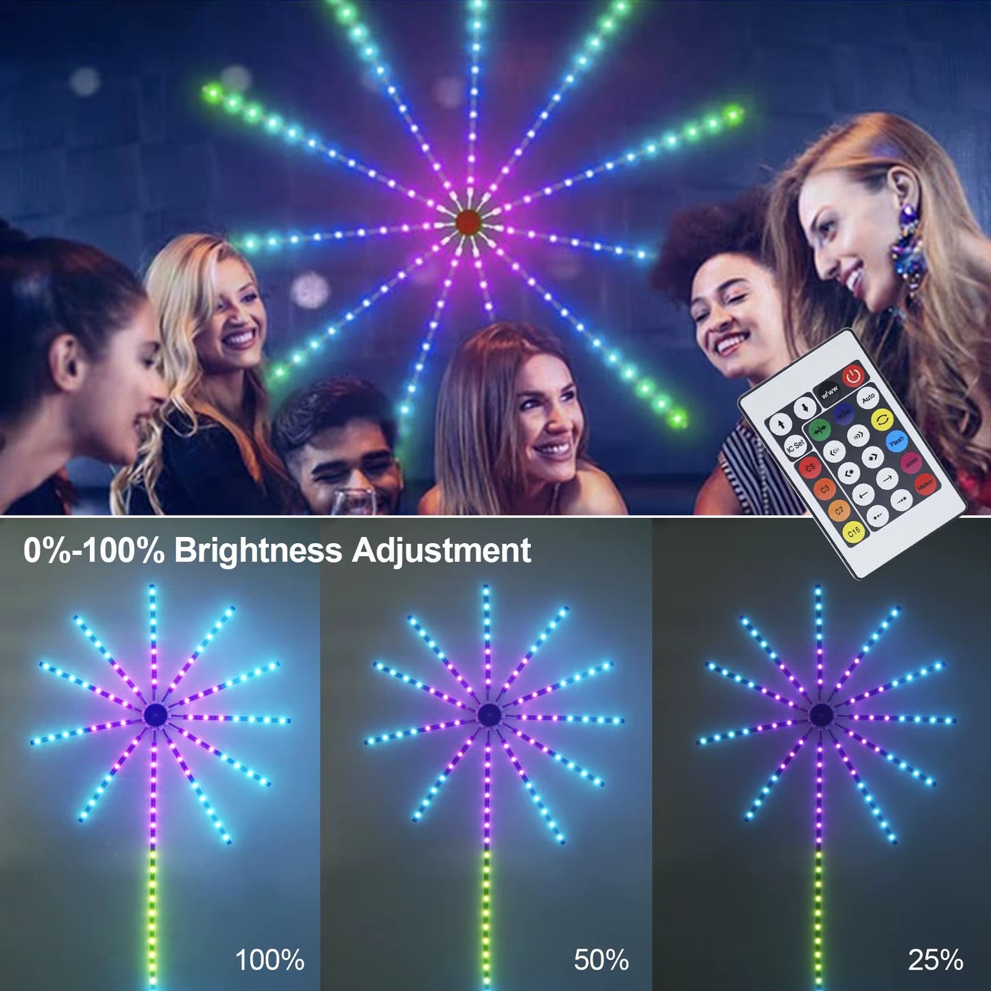 Bluetooth Fireworks LED Strip Light 5V WS2812B RGB Firework Light 5050 195Leds Dream Color USB LED Tape for New Year Christmas