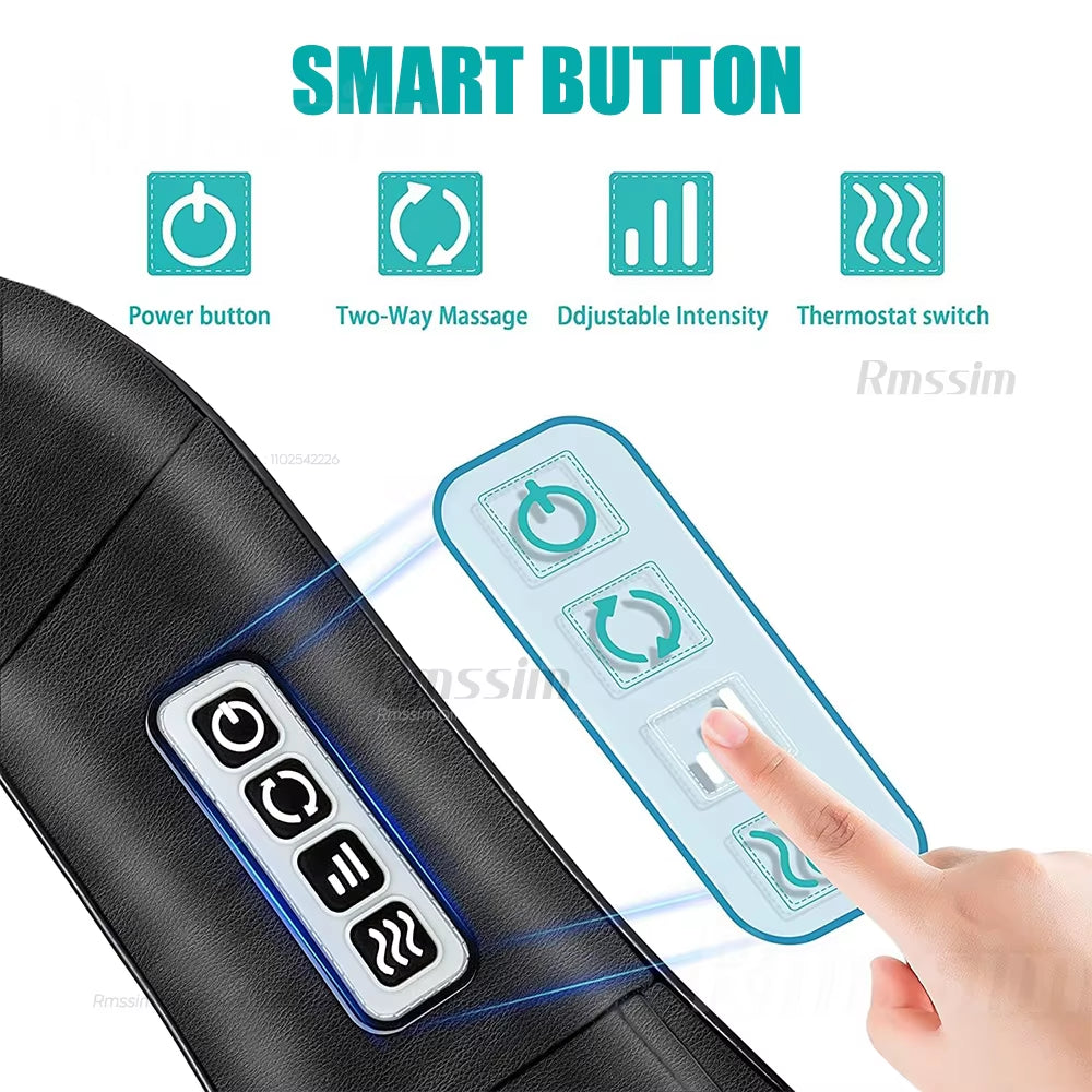 Heated Shiatsu Neck & Shoulder Massager – Deep Kneading Electric Pillow for Neck, Back, Waist & Legs.