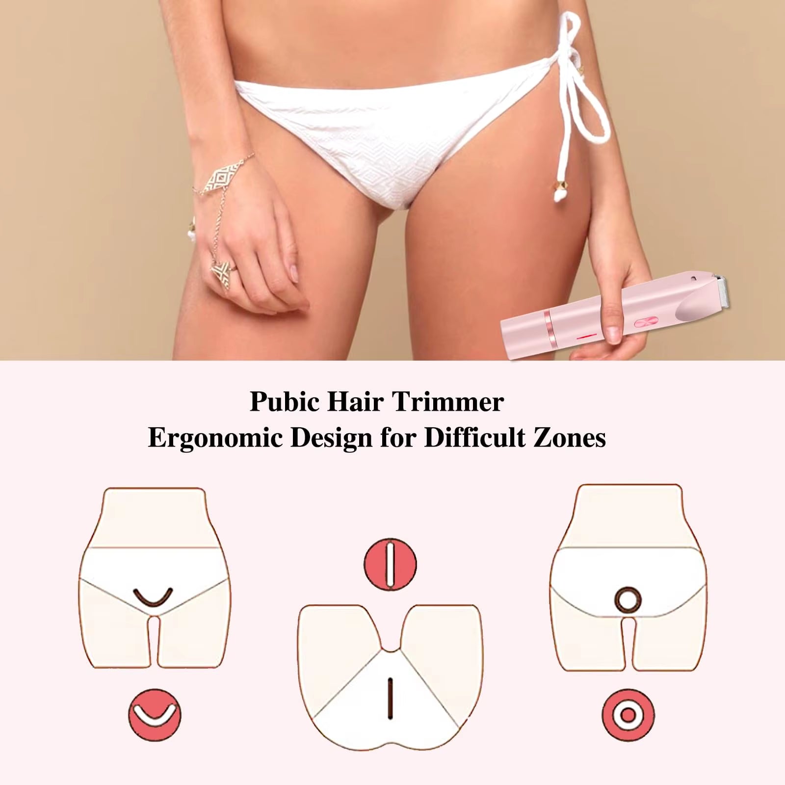 Women Electric Razors 2 in 1 Dual-Head Painless Bikini Trimmer Wet Dry Use for Ladies Pubic Hair Detachable Head Electric Shaver