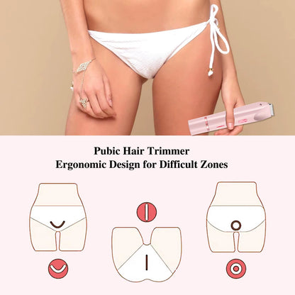 Women Electric Razors 2 in 1 Dual-Head Painless Bikini Trimmer Wet Dry Use for Ladies Pubic Hair Detachable Head Electric Shaver