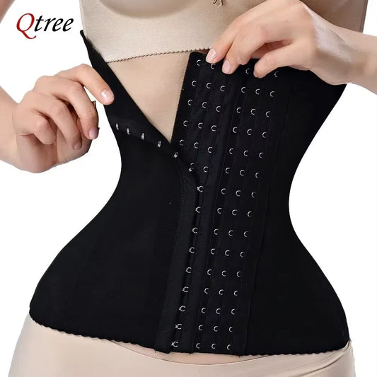 Qtree Waist Trainer – Slimming Belly Cincher Shapewear with Hook Design.