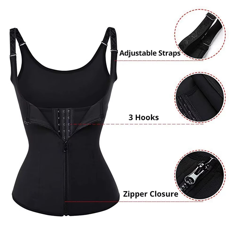 Waist Trainer Tank Top for Women Zipper Body Shaper Tummy Control Sleeveless Top Women'S Activewear Body Shaping Underwear