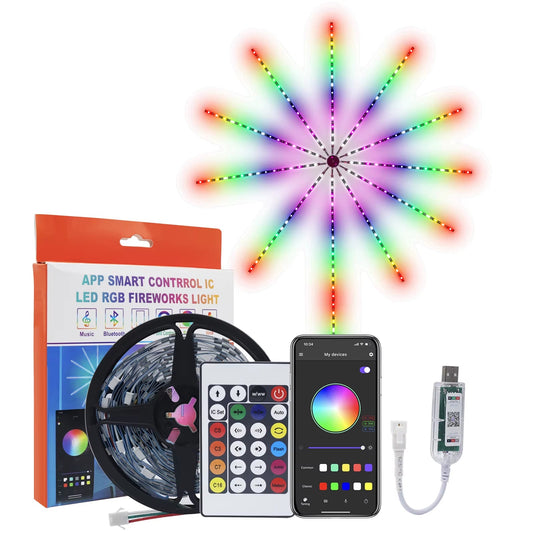 Smart LED Fireworks Strip Lights – 5V Neon Glow with Remote | Party, Xmas & Bedroom Decor