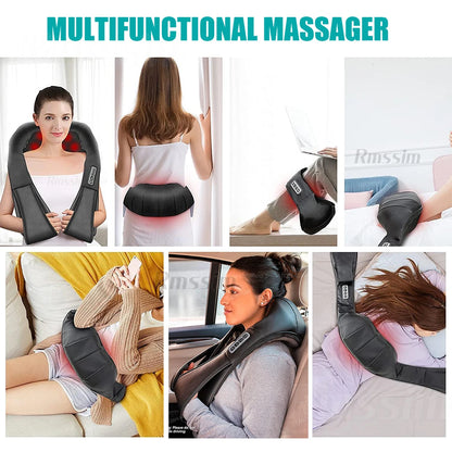 Heated Shiatsu Neck & Shoulder Massager – Deep Kneading Electric Pillow for Neck, Back, Waist & Legs.