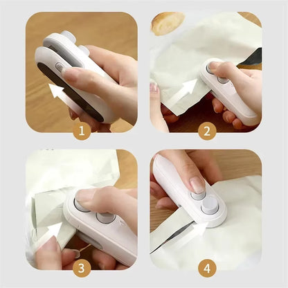 Portable Mini Sealer, 2 in 1 Heat Sealer for Snacks, Home USB Rechargeable Sealer Vacuum Sealer, Snacks Plastic Bag Heat Sealer