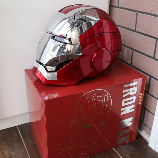 New Autoking 1:1 Mk5 Iron Man Helmet Cosplay Voice Control Eyes with Light Model Toys for Adult Electric Wearable Christmas Gift