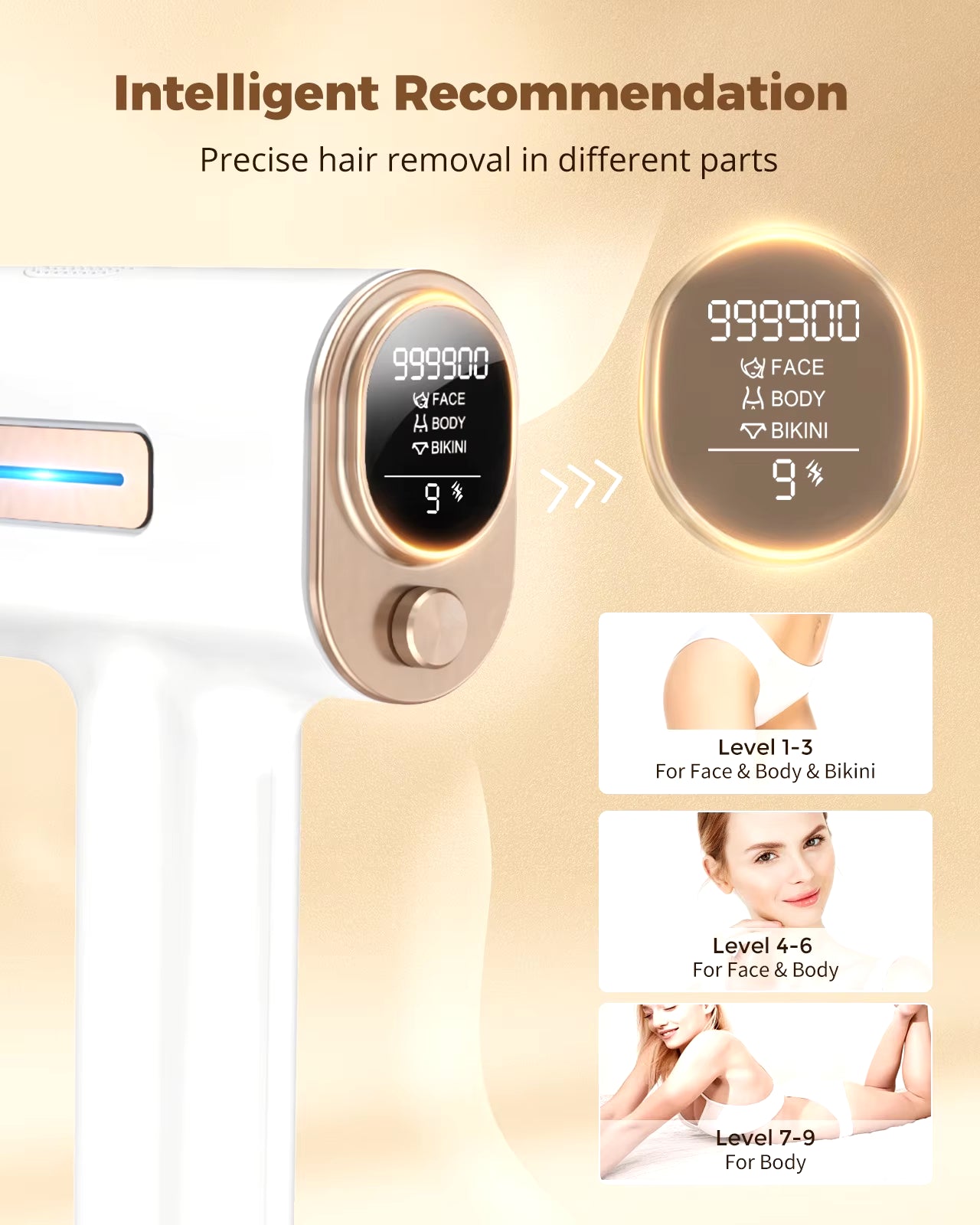 IPL Hair Removal Laser Device 9 Levels 999900 Flashes Quick Pulsed Light Permanent Painless Epilator Whole Body Treament at Home