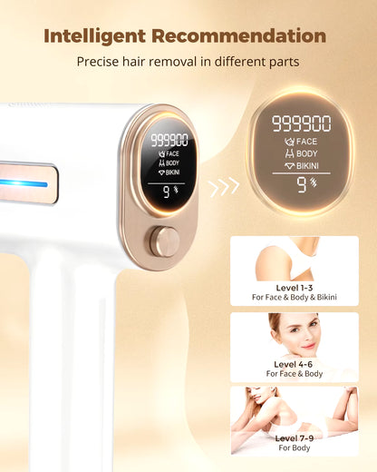 IPL Hair Removal Laser Device 9 Levels 999900 Flashes Quick Pulsed Light Permanent Painless Epilator Whole Body Treament at Home