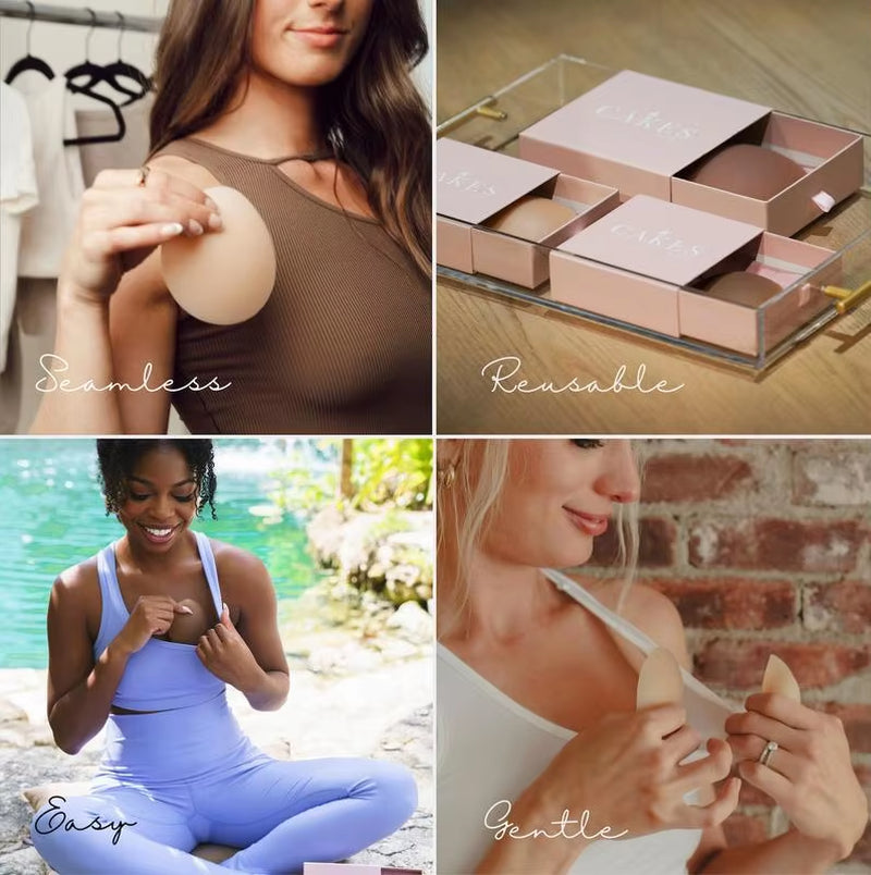 Braless Seamless for Cakes Cover Ultra Thin Invisible Bra Nipple Cover Bioadhesive Silicone Reusable Sweatproof Travel Boob Bra
