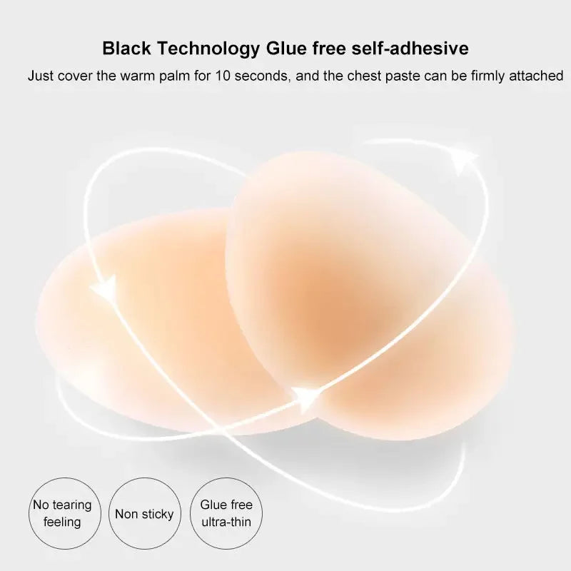 Non Adhesive Bra Liner Nipple Covers Pasties Reusable Silicone Breast Petals Chest Stickers No Show Boob Tape Inserts for Women