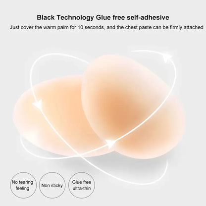 Non Adhesive Bra Liner Nipple Covers Pasties Reusable Silicone Breast Petals Chest Stickers No Show Boob Tape Inserts for Women