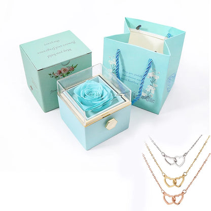Eternal Rose Jewelry Box – Rotating Ring & Necklace Gift Case