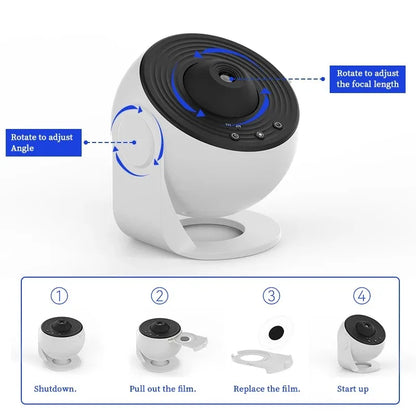 Galaxy Star Projector - 360° Rotating Night Light for Kids & Room Decor!