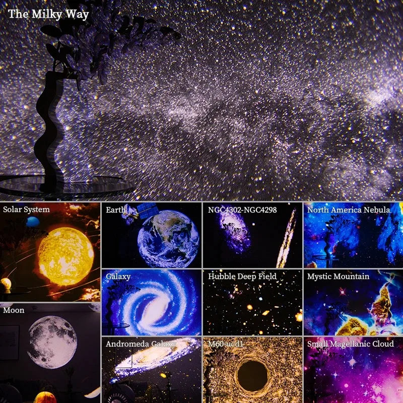 Galaxy Star Projector - 360° Rotating Night Light for Kids & Room Decor!