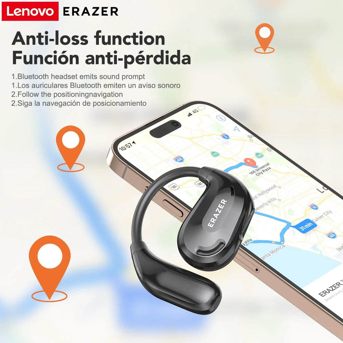 ERAZER Xt66Pro OWS Wireless Headphones Bluetooth 5.4 Earphones with Mic OWS Sports Headsets IPX5 Earhook AI Translator Earbuds