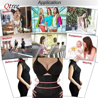Qtree Waist Trainer – Slimming Belly Cincher Shapewear with Hook Design.