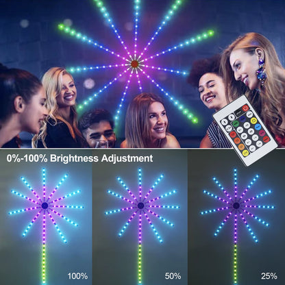 Bluetooth Fireworks LED Strip Light 5V WS2812B RGB Firework Light 5050 195Leds Dream Color USB LED Tape for New Year Christmas