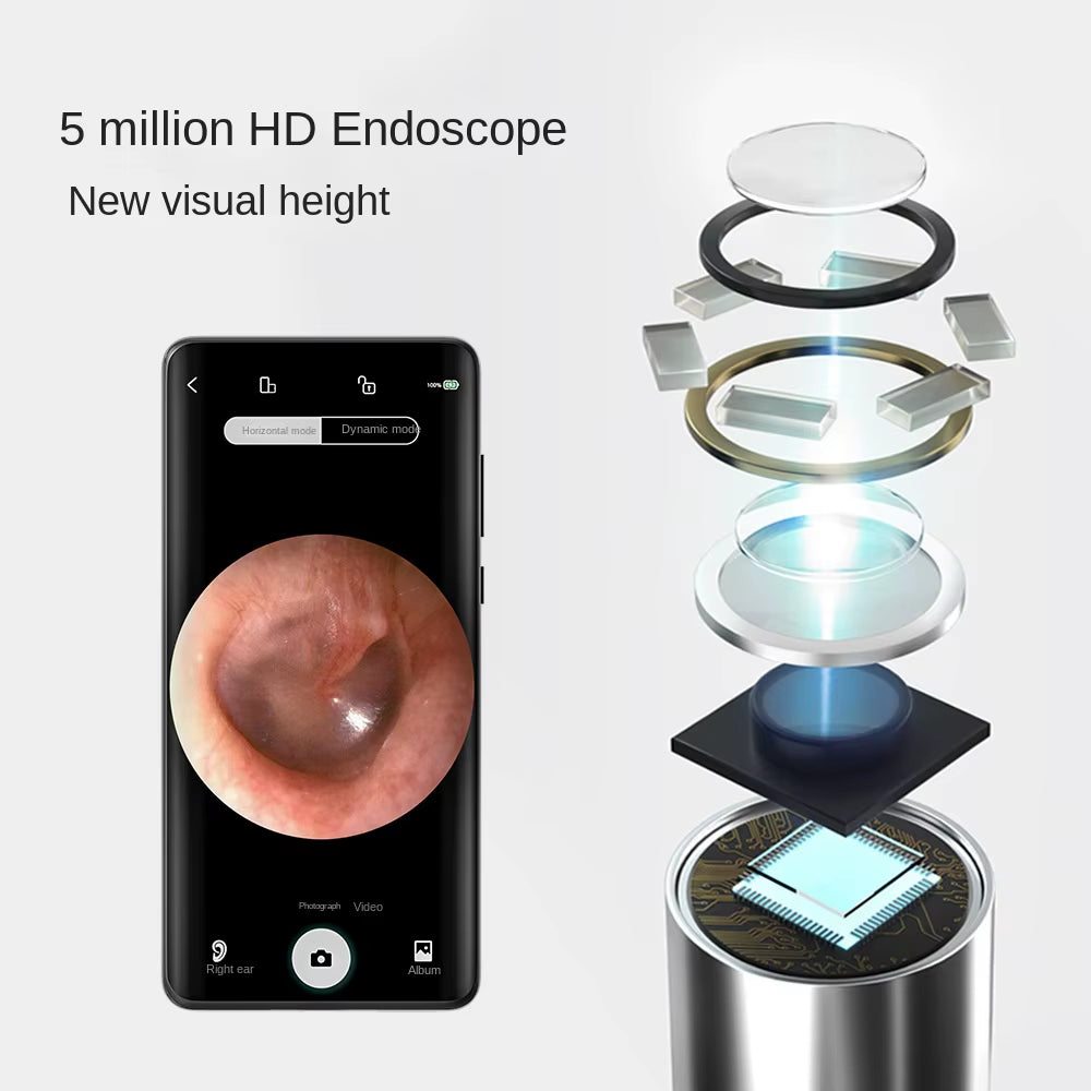 Wireless Visual Silicone Ear Spoon Safe Endoscope Earpick 5MP Camera Ear Wax Remover Luminous Otoscope 4Mm Ear Cleaning Tools