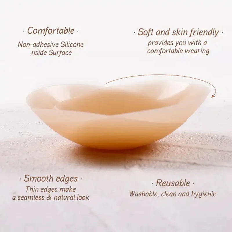 Non Adhesive Bra Liner Nipple Covers Pasties Reusable Silicone Breast Petals Chest Stickers No Show Boob Tape Inserts for Women