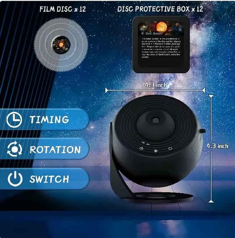 Galaxy Star Projector - 360° Rotating Night Light for Kids & Room Decor!