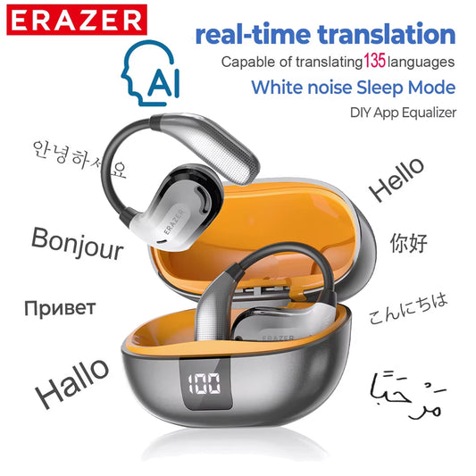 ERAZER Xt66Pro OWS Wireless Headphones Bluetooth 5.4 Earphones with Mic OWS Sports Headsets IPX5 Earhook AI Translator Earbuds